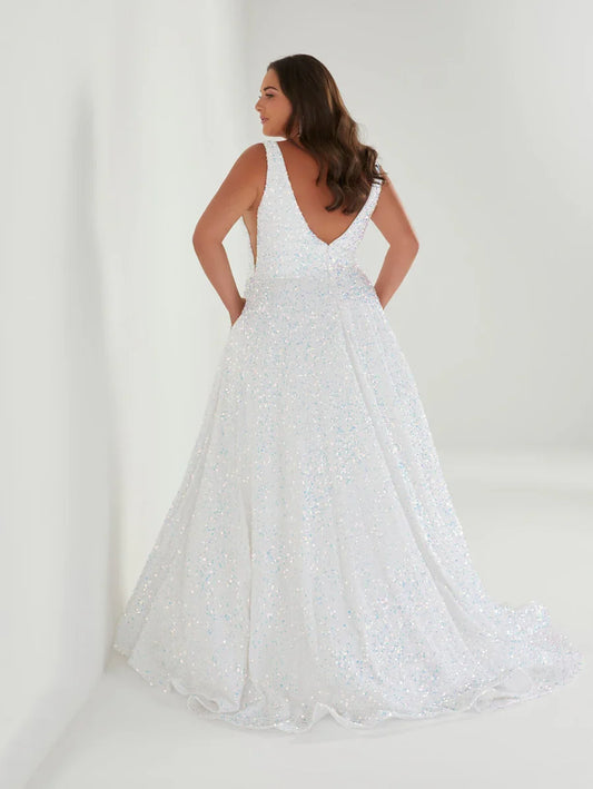omberprom Fashion Evening Dress Plus Size Sequin A-line Sleeveless Gown Long Prom Dresses