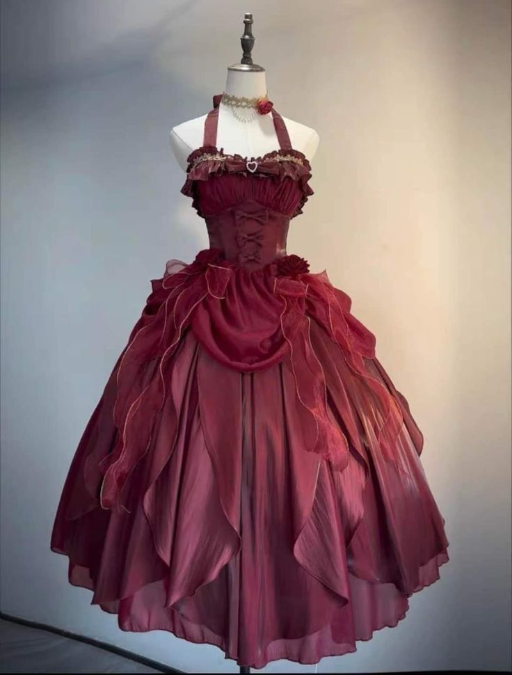Retro Ball Gowns Halter Burgundy Prom Dress Prom Dress