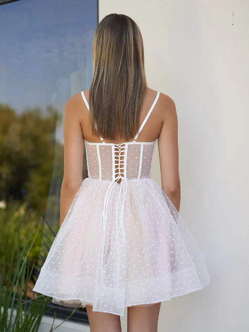 omberprom Sweetheart Graduation Dresses Spaghetti Straps Black Short Tulle Homecoming Dress