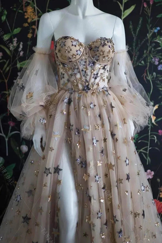 Light Color Exquisite Elegant Fashion Long Tulle Ball Gowns Prom Dresses