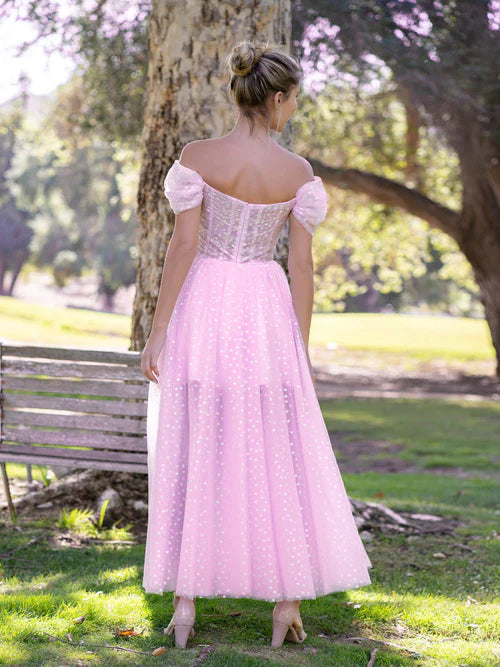 omberprom Elegant Sweetheat Evening Dress Neck Maxi Length Tulle Prom Dress