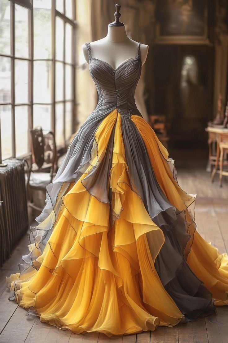 Vintage A-Line Tulle V-Neck Long Prom Dresses, Spaghetti Straps Prom Gowns