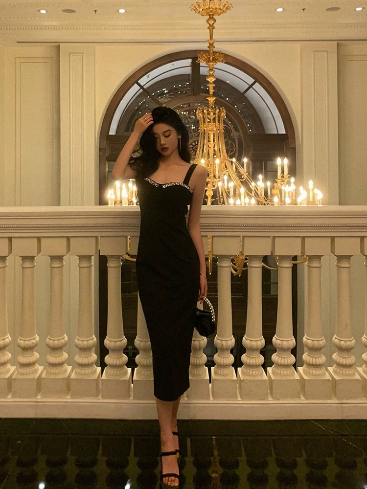 Black suspender dress new style fashionable party dress S5547