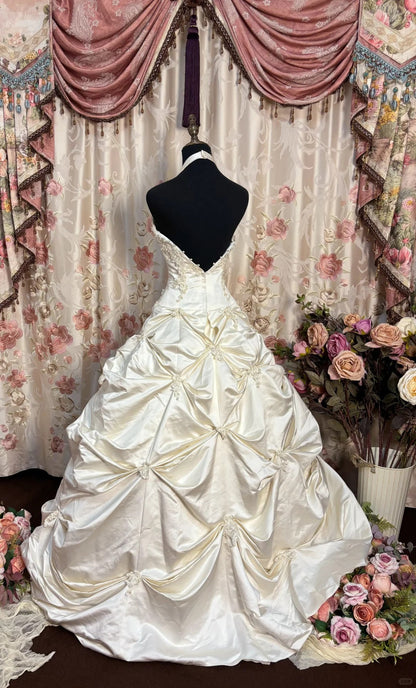 Vintage A line Ball Gown Halter Long Wedding Dresses       S6847