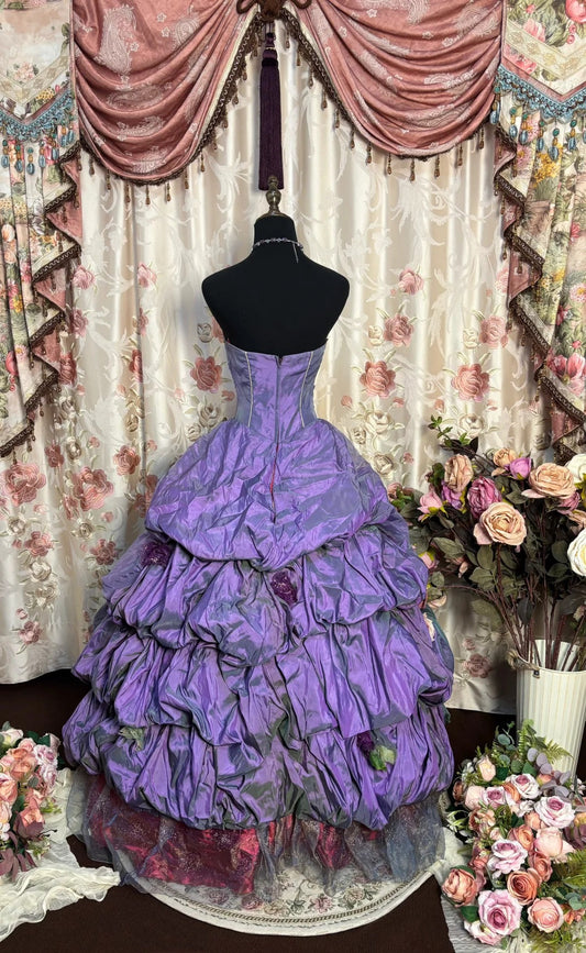 Purple Strapless A Line Ball Gown Long Princess Dress, Formal Evening Gowns     S6851
