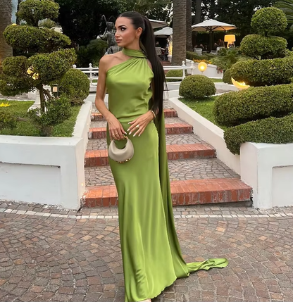 Casual Dresses Women Backless Sexy Satin Ribbon Sleeveless Elegant Lady Party Gown Long Evening Prom Dresses