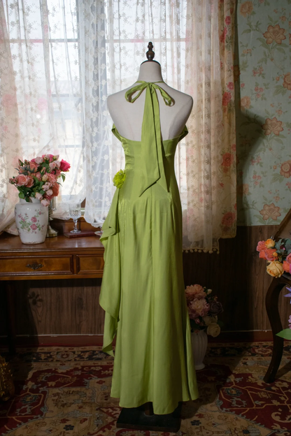 Vintage Halter Long Party Dress, Formal Evening Gowns     S6879