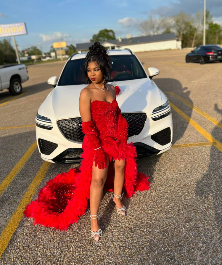 Red Sequin Long Prom Dresses with Slit Elegant Formal Dresses     S3761