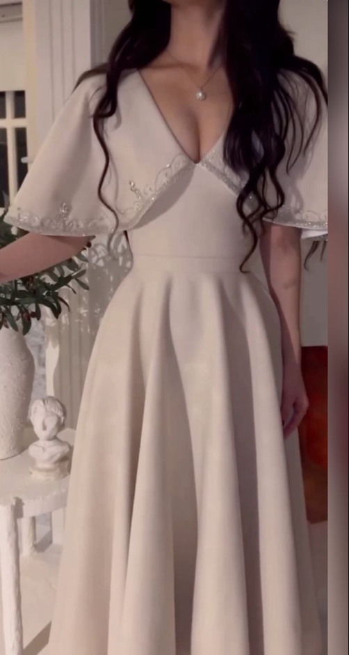 Elegant A line Prom Dress Ivory Evening Dress Formal Prom Gown