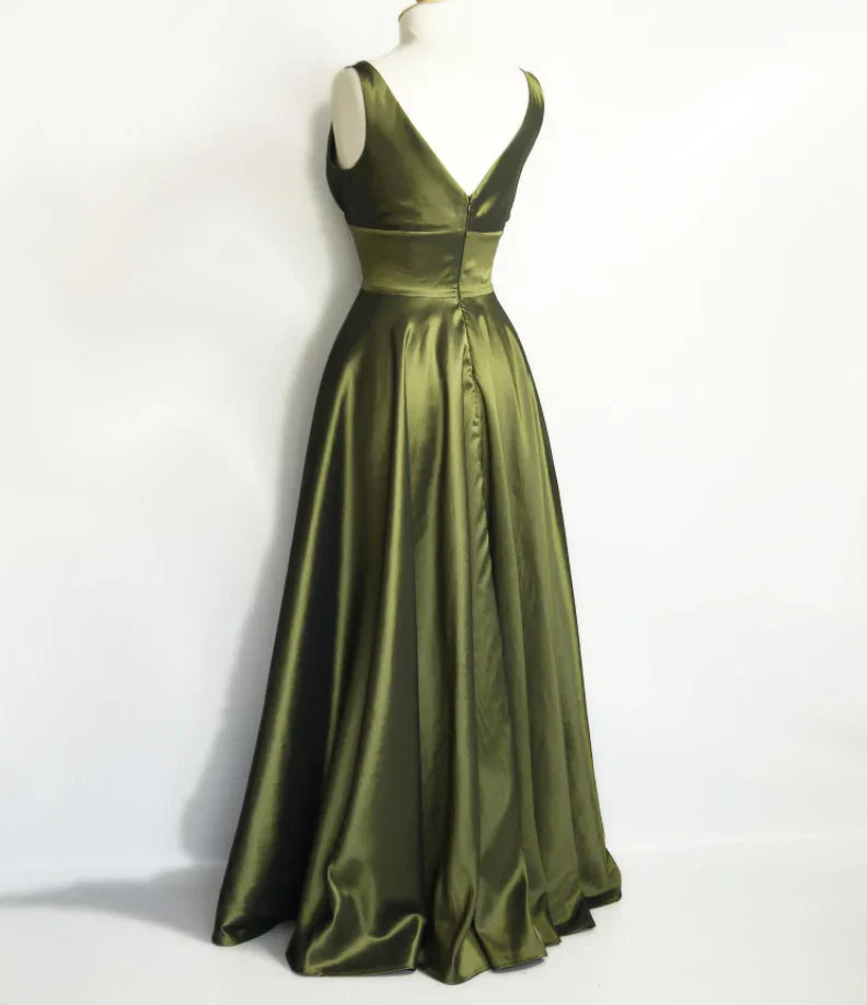 Olive Green Bridesmaid Dresses Prom Dress      S6697