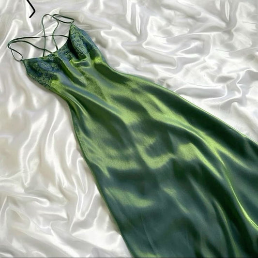 Vintage Green Simple Long Party Dress     S6027