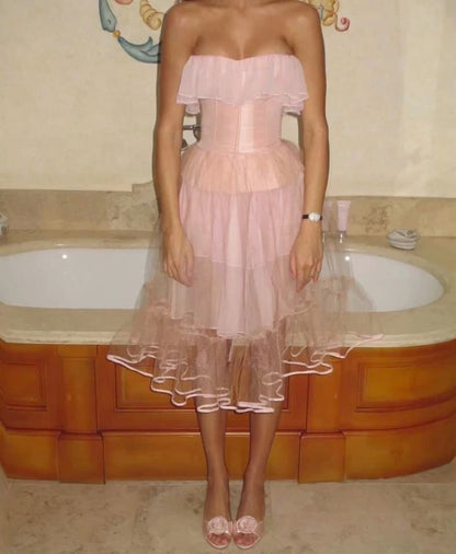 Pink Evening Dress Sleeveless Prom Gown Birthday Party Dresses Cocktail Dresses