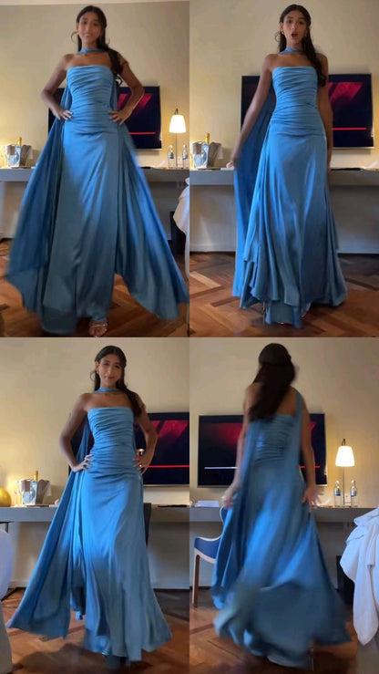 Elegant Blue Strapless Mermaid Prom Dress,Evening Dress      S6524