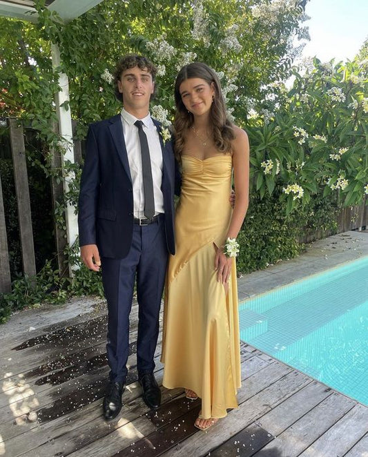 Vintage Satin Spaghetti Strap Mermaid High-slit Long Prom Dress Party Dress Evening Dress TP4400