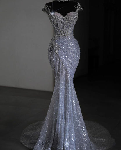 Luxurious formal Wedding Dresses Modest Mermaid Long Bridal Gowns Bridal Party Dresses        S6326