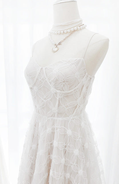 white tulle dress sexy long party dress       S6002