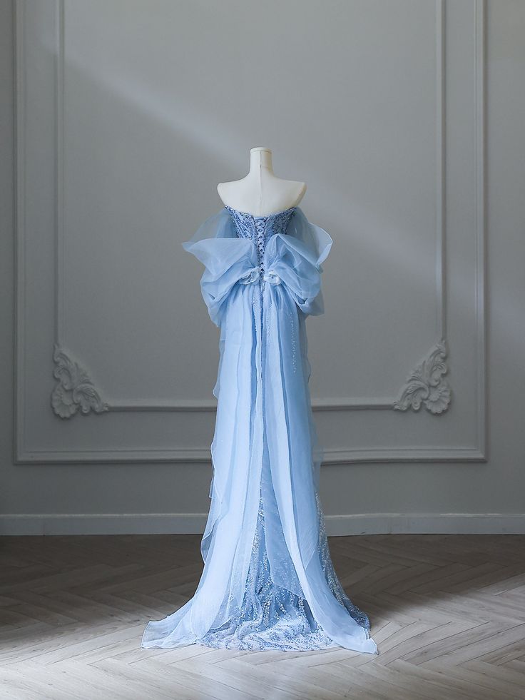 Blue Mermaid Long Princess Dress Evening Gown       S6555
