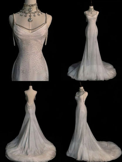 Elegant Mermaid Sequin Long Wedding Dresses Evening Dress      S6069