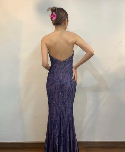 Strapless Mermaid Vintage Party Dress Long Evening Gown