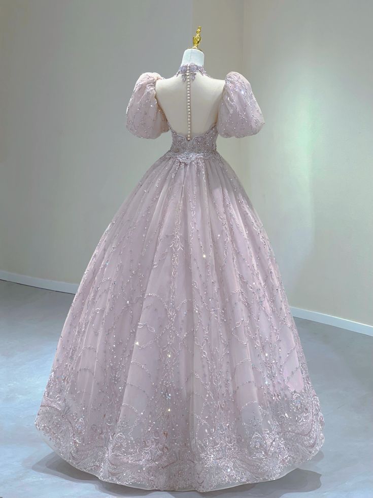 A Line Long Pink Tulle Evening Gown Princess Dress Prom Ball Gown       S6557