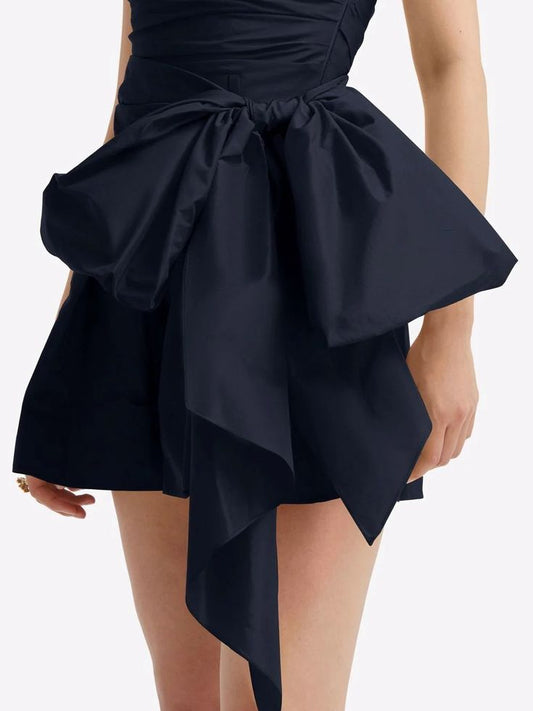Fashion satin short prom dress, dark navy homecoming dress       S2977