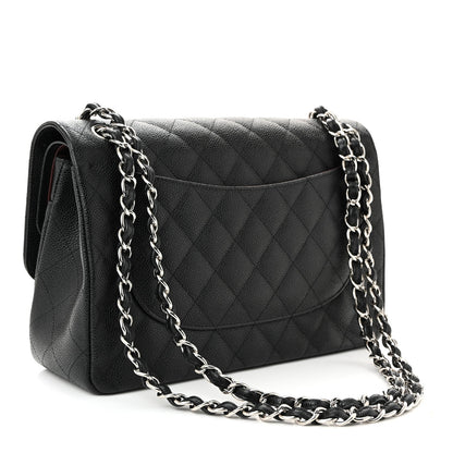 Caviar Quilted Jumbo Double Flap Black