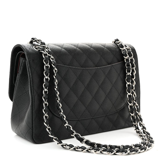 Caviar Quilted Jumbo Double Flap Black