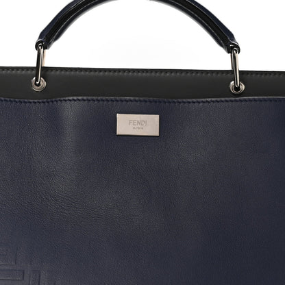 Calfskin Embossed Large Peekaboo Iconic Fit Satchel Blueberry