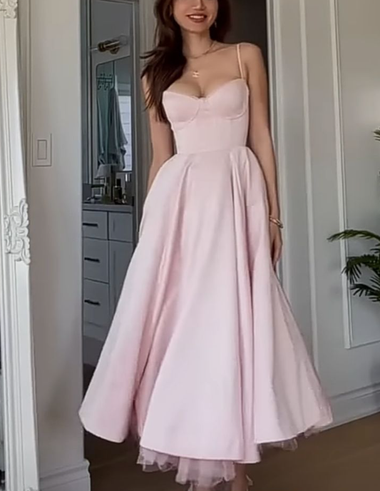 Women s Sleeveless Midi Dress Pink Evening Gown