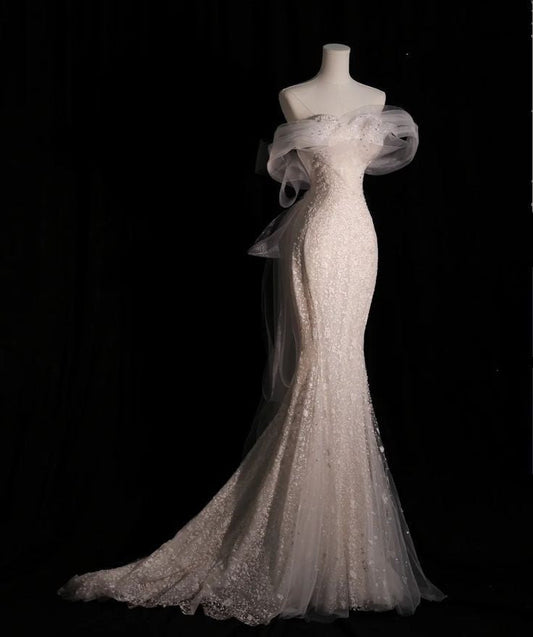 Off The Shoulder Wedding Dresses Long Bridal Gowns     S6562