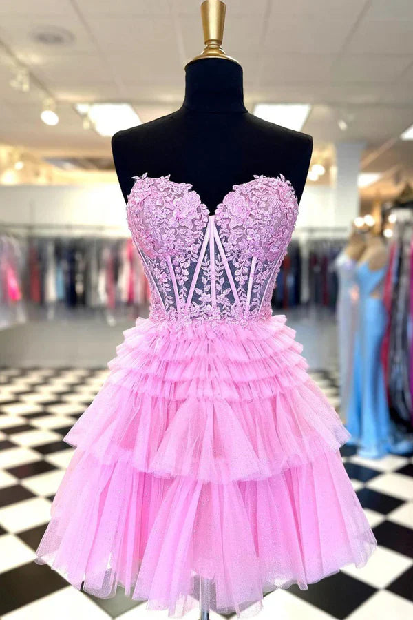 omberprom Elegant A Line Graduation Dresses Sweetheart Homecoming Dress Short Prom Dress