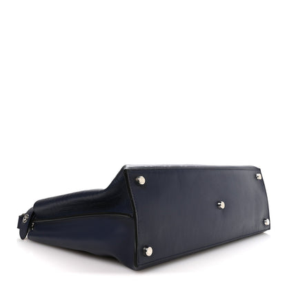 Calfskin Embossed Large Peekaboo Iconic Fit Satchel Blueberry