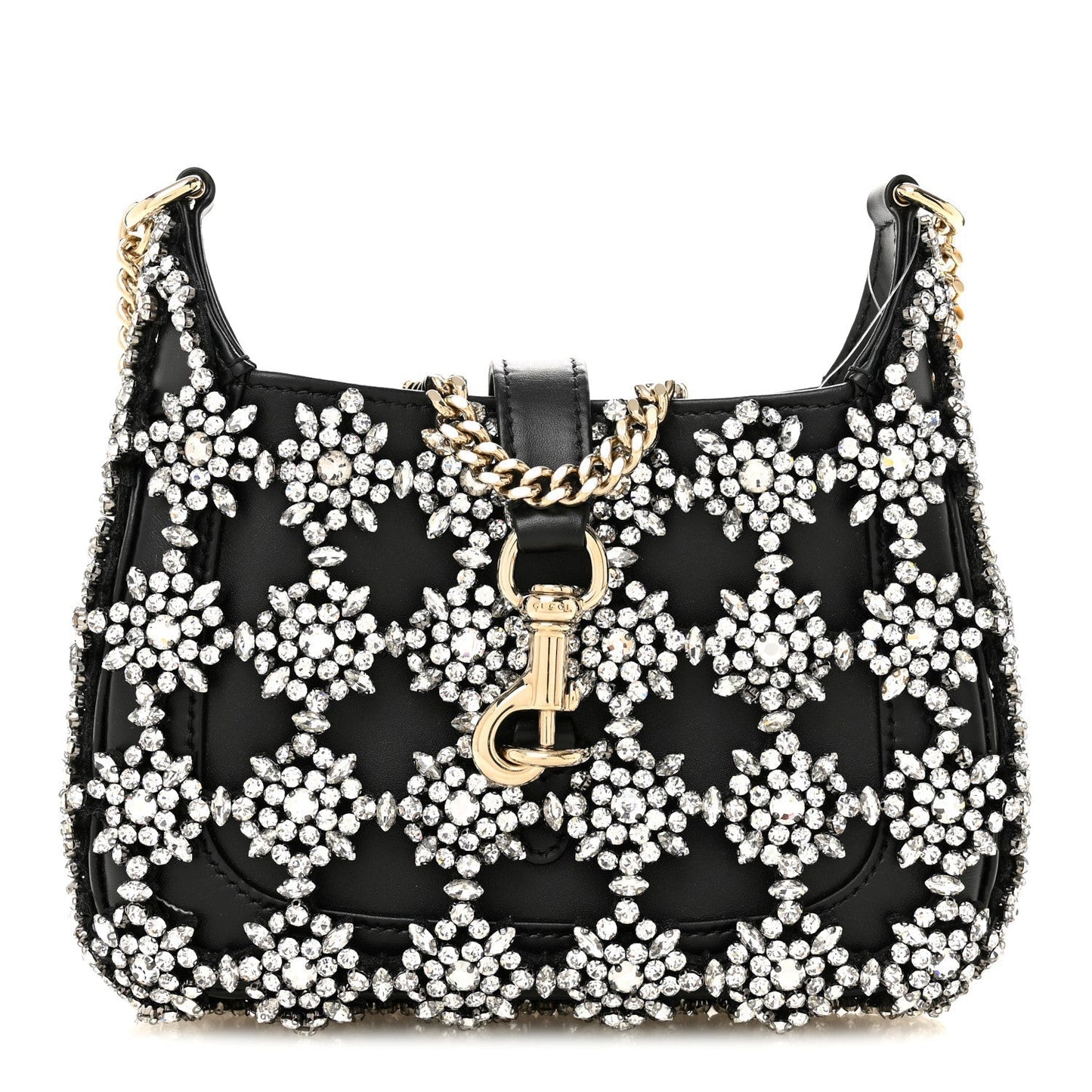 Calfskin Crystal Mini Jackie Notte Bag Black