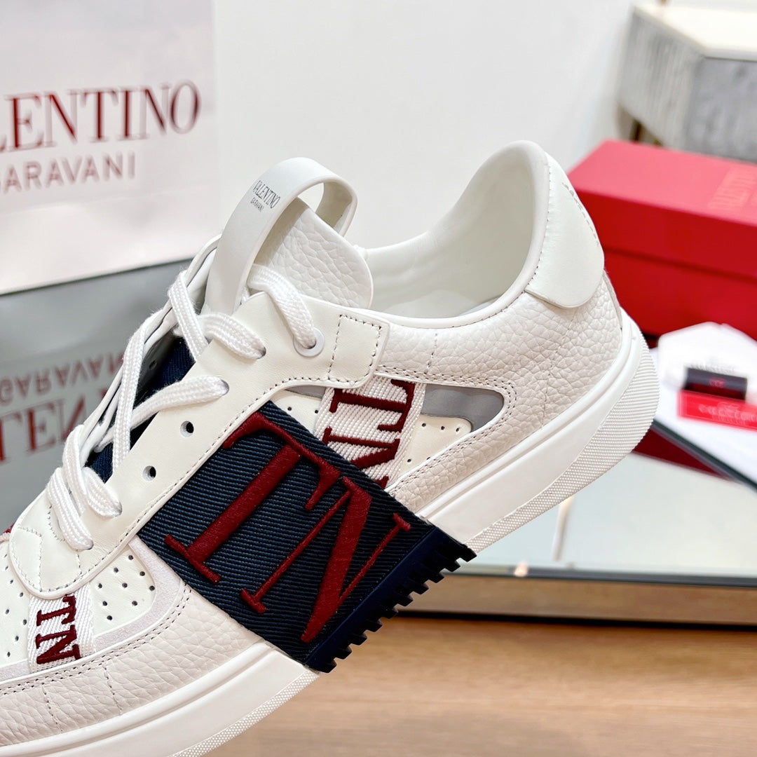 valenti low top vl7n white calfskin black red canvas