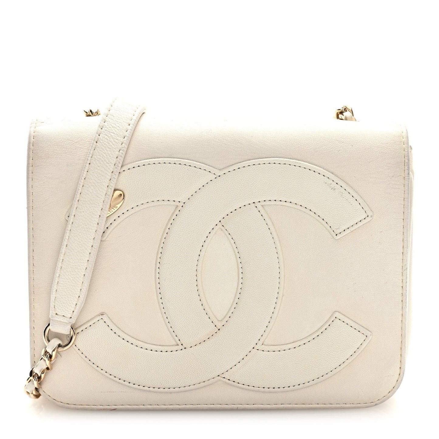 Lambskin CC Mania Flap Bag White