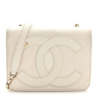 Lambskin CC Mania Flap Bag White