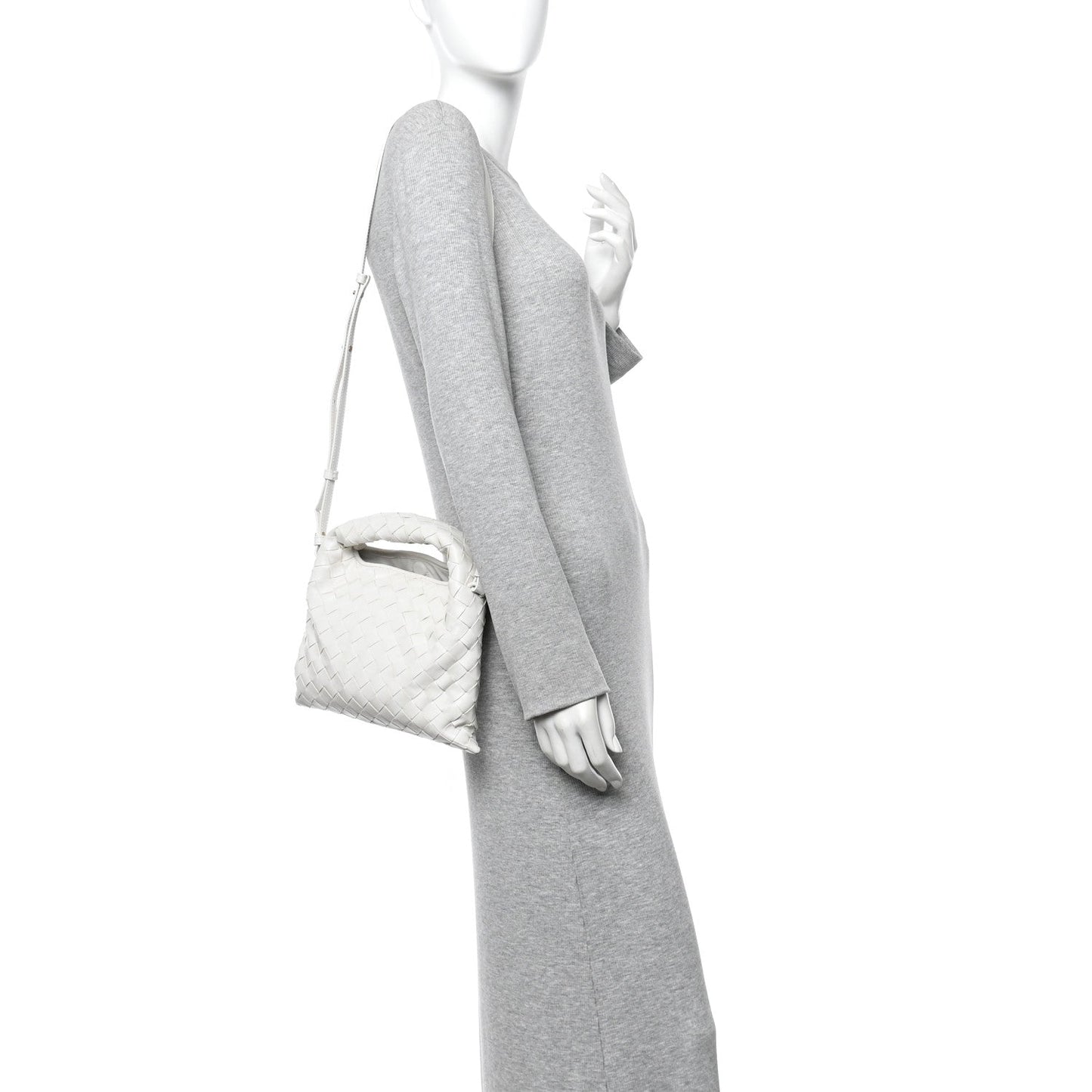 Calfskin Intrecciato Mini Hop White