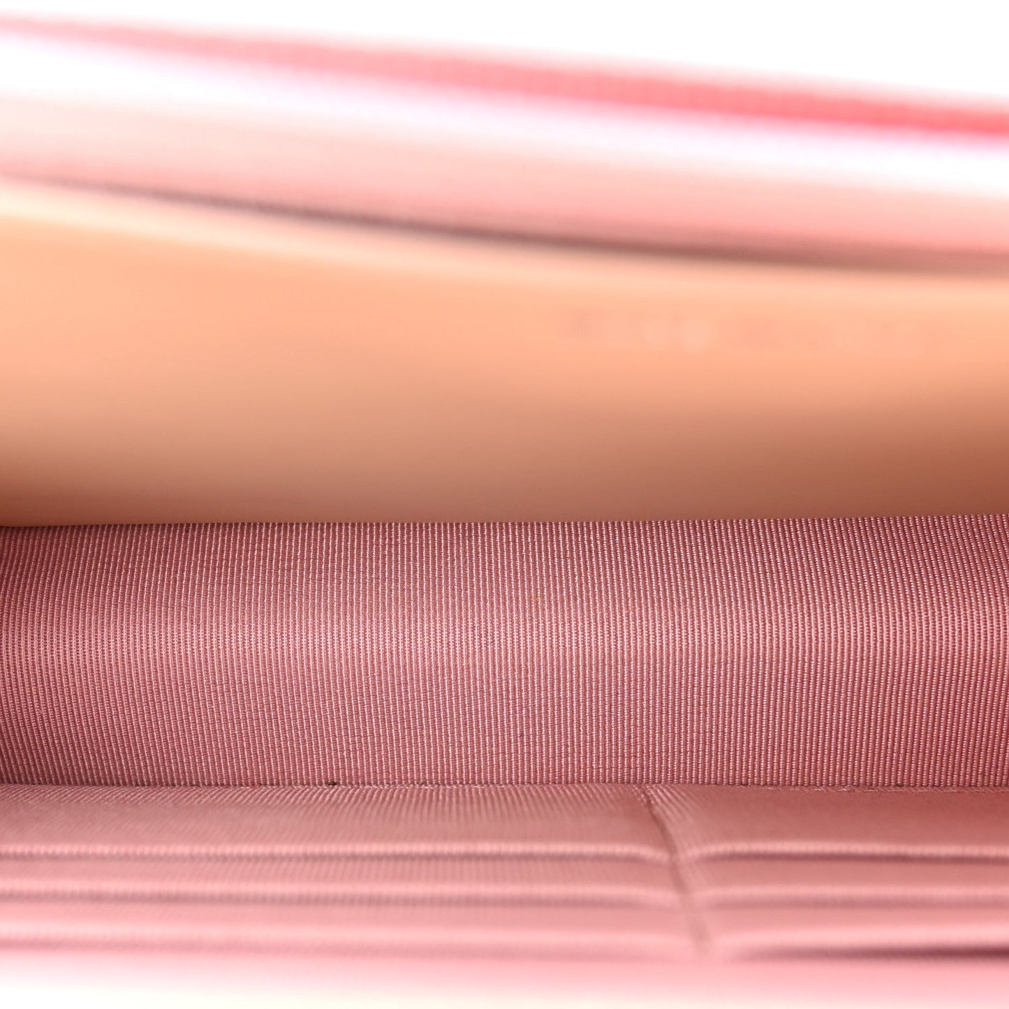 Iridescent Calfskin Quilted Wallet On Chain WOC Pink