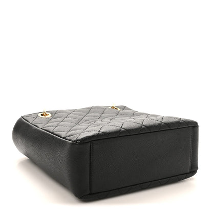 Caviar Quilted Petit Shopping Tote PST Black