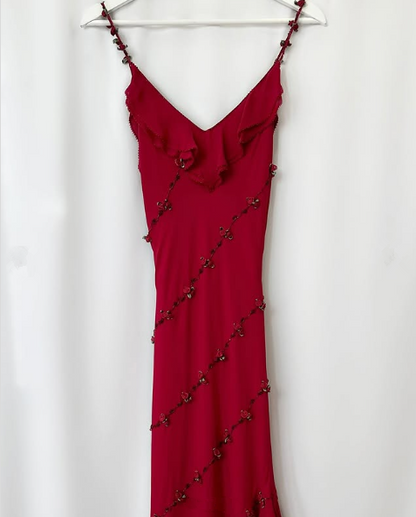 Elegant Red Chiffon Evening Gown Irregular Formal Dresses Prom Dresses         S6467