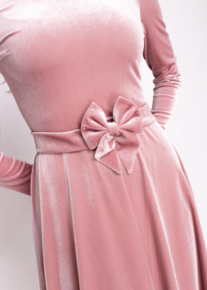 omberprom Elegant Velvet Dress Ruched Long Sleeve Formal Dress for Prom Dresses