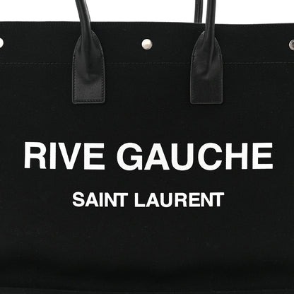 Linen Calfskin Rive Gauche Tote Black