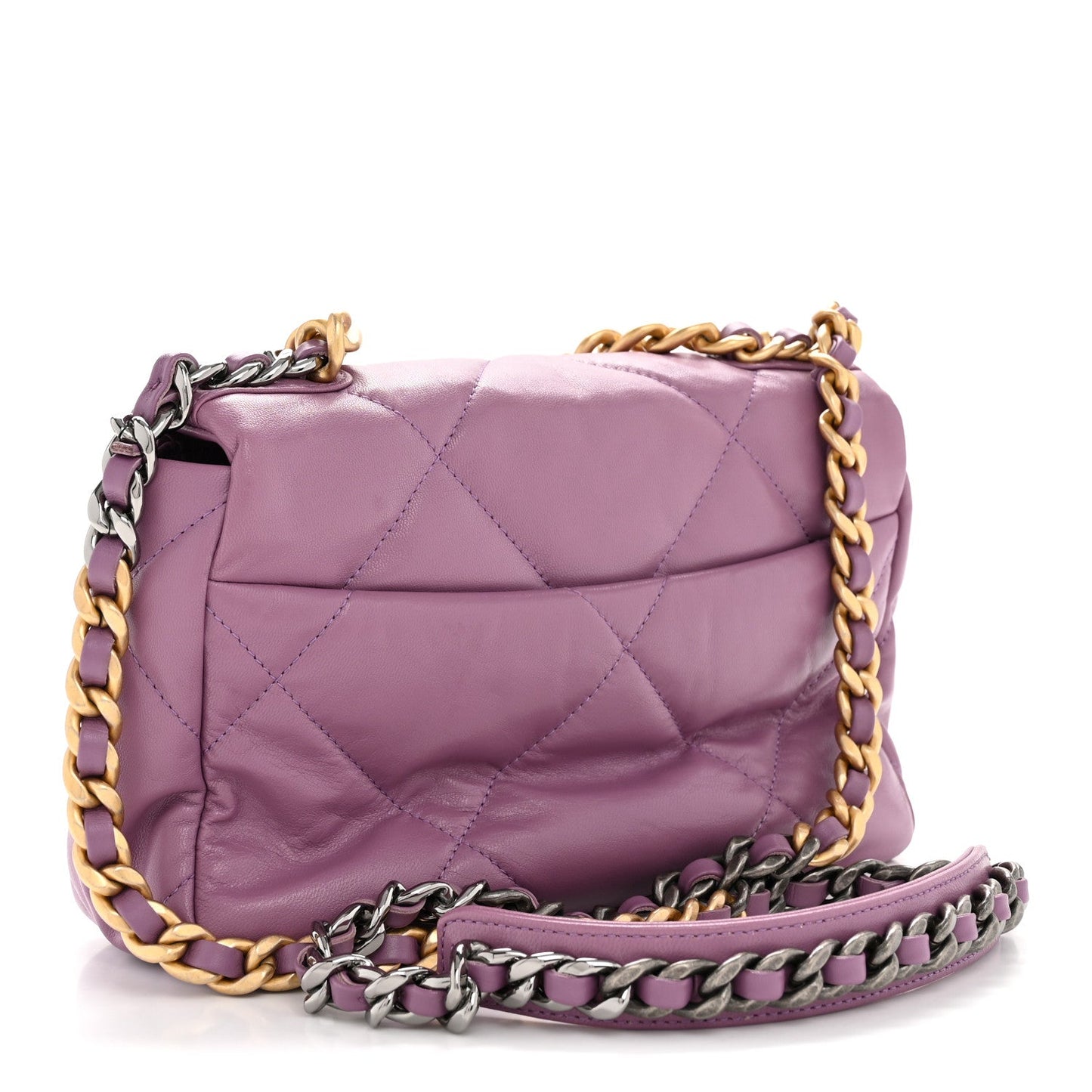 Goatskin Quilted Medium Chanel 19 Flap Purple