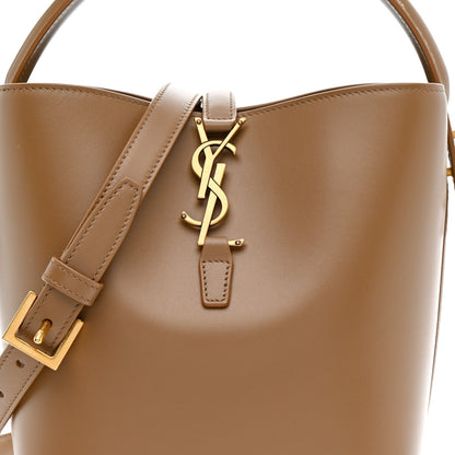 Shiny Calfskin Le 37 Small Bucket Bag Dark Cork