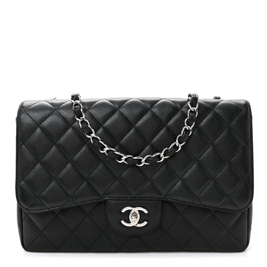 Caviar Quilted Jumbo Single Flap Black
