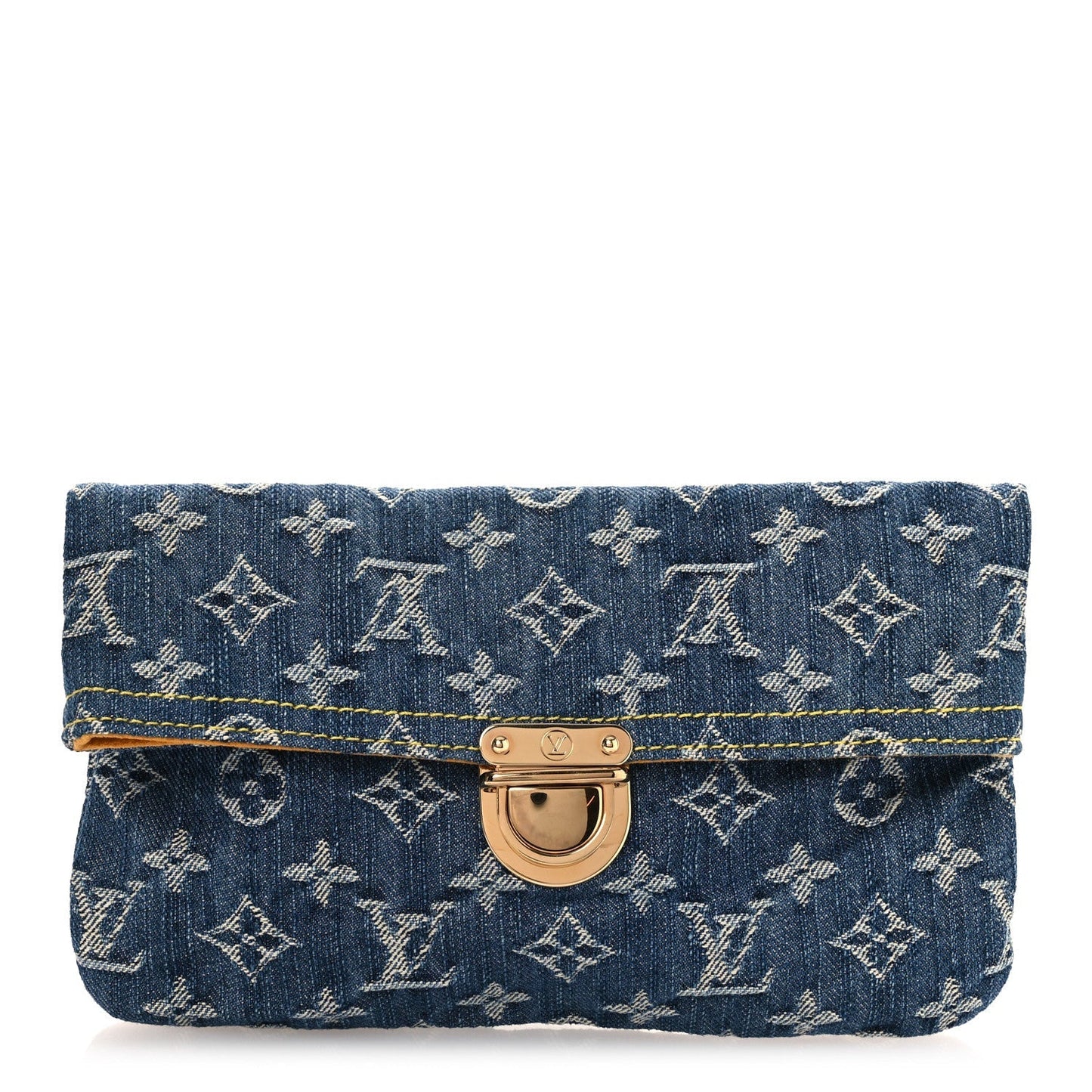 Monogram Denim Pochette Plat Clutch Blue