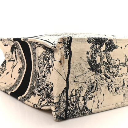 Canvas Embroidered Large Zodiac Toile De Jouy Book Tote Latte