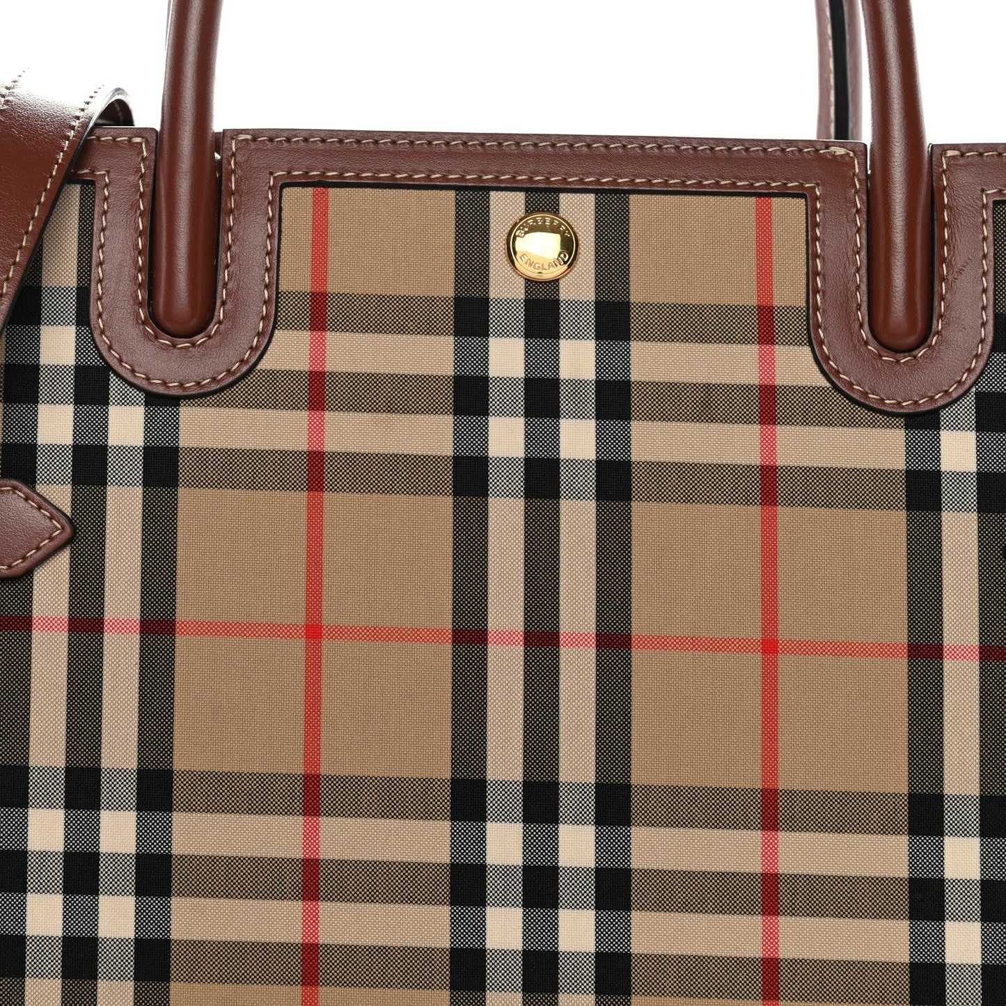 Calfskin Vintage Check Two Handle Title Bag Archive Beige