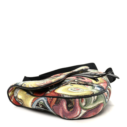 X KENNY SCHARF Jacquard Printed Mens Saddle Bag  Multicolor