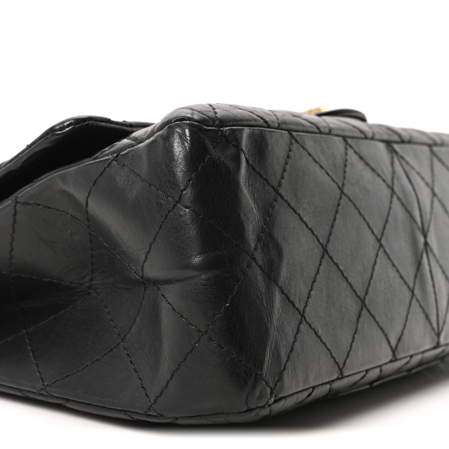 Aged Calfskin Quilted 2.55 Reissue 227 Flap Black